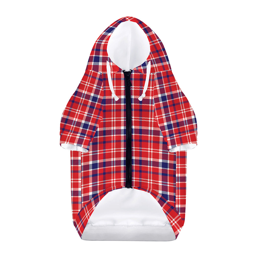 4th of July American Plaid Print Dog Zip Up Hoodie