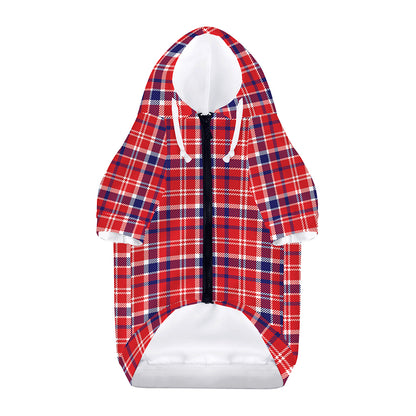 4th of July American Plaid Print Dog Zip Up Hoodie