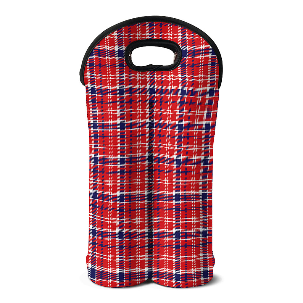 4th of July American Plaid Print Double Neoprene Wine Tote
