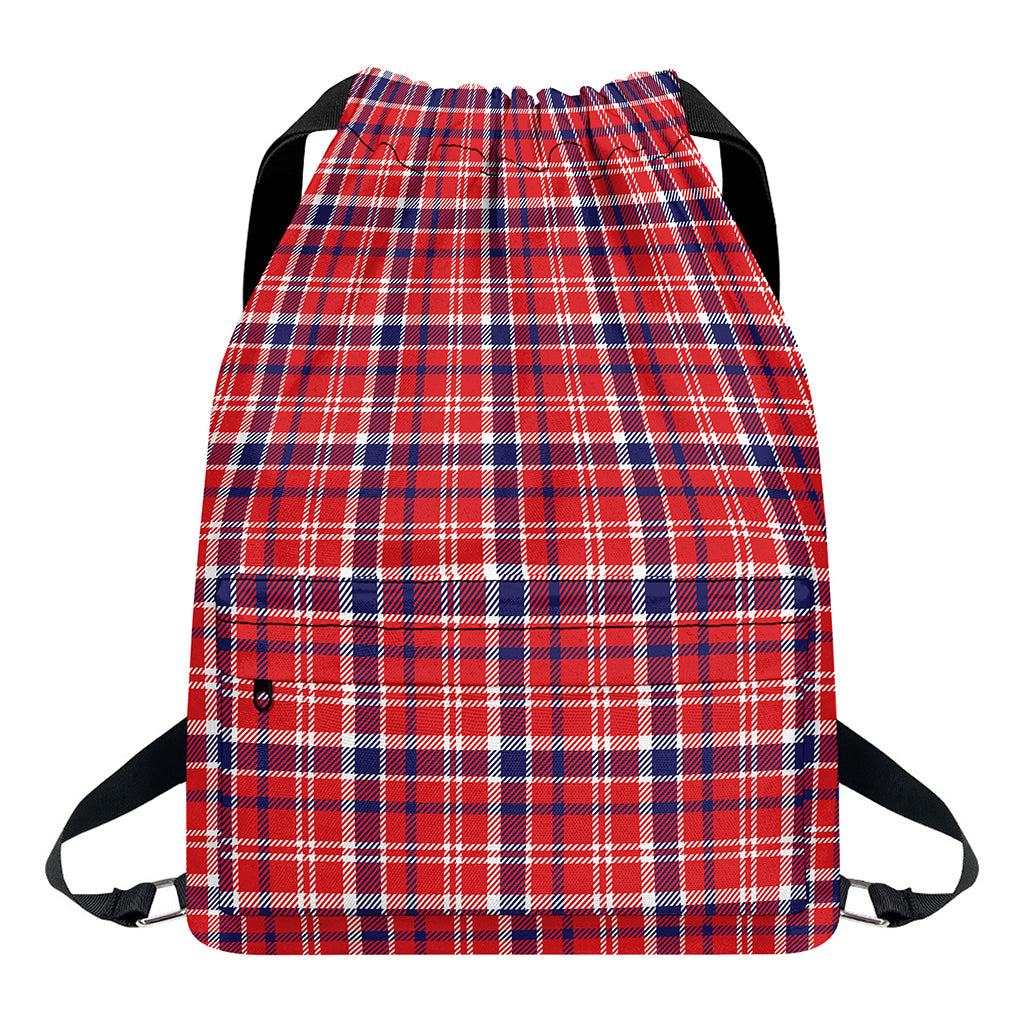 4th of July American Plaid Print Drawstring Backpack