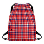 4th of July American Plaid Print Drawstring Backpack
