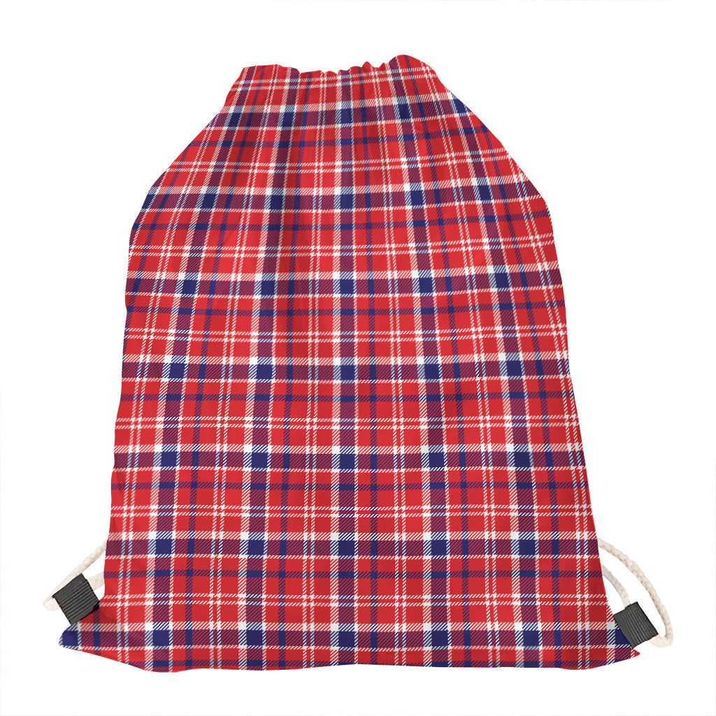 4th of July American Plaid Print Drawstring Bag