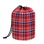 4th of July American Plaid Print Drawstring Makeup Bag