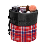 4th of July American Plaid Print Drawstring Makeup Bag