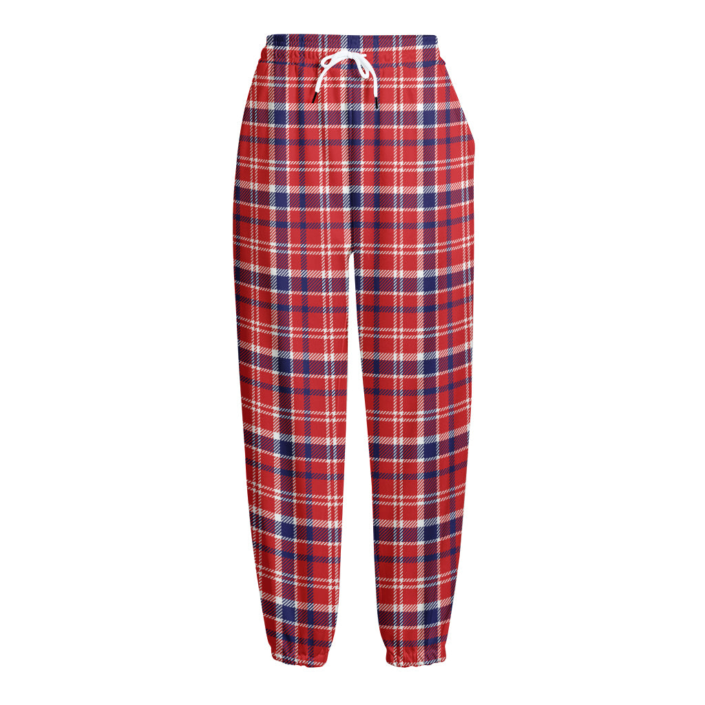 4th of July American Plaid Print Fleece Lined Knit Pants