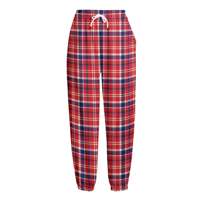 4th of July American Plaid Print Fleece Lined Knit Pants