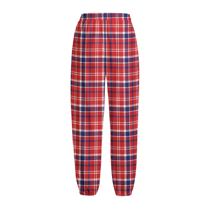 4th of July American Plaid Print Fleece Lined Knit Pants