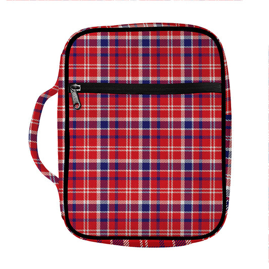 4th of July American Plaid Print Front Pocket Bible Bag