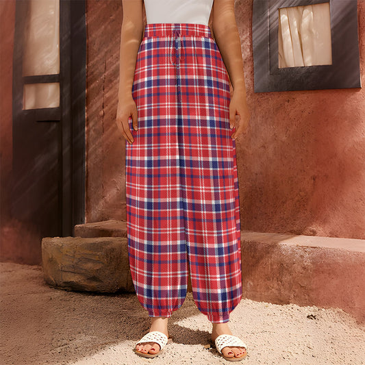 4th of July American Plaid Print Harem Pants