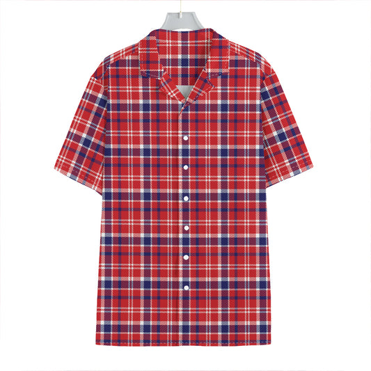4th of July American Plaid Print Hawaiian Shirt