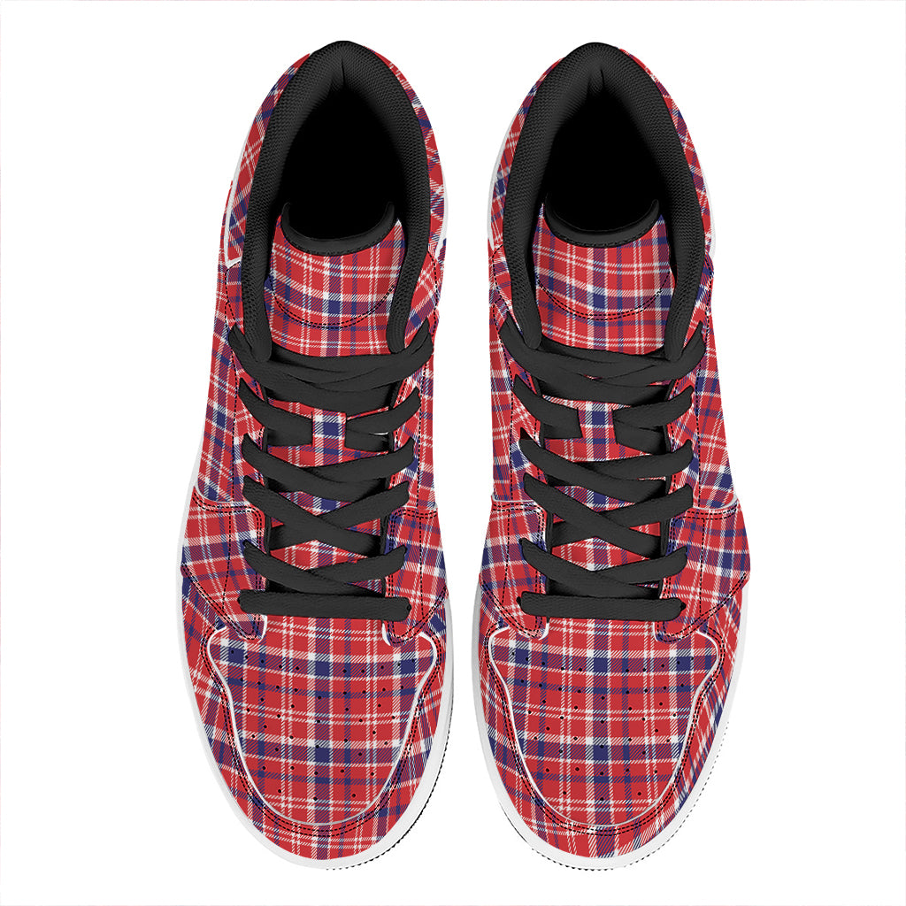 4th of July American Plaid Print High Top Leather Sneakers
