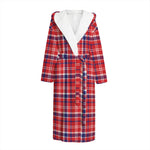 4th of July American Plaid Print Hooded Bathrobe