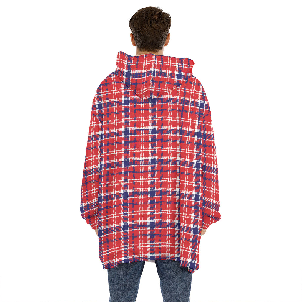 4th of July American Plaid Print Hoodie Blanket