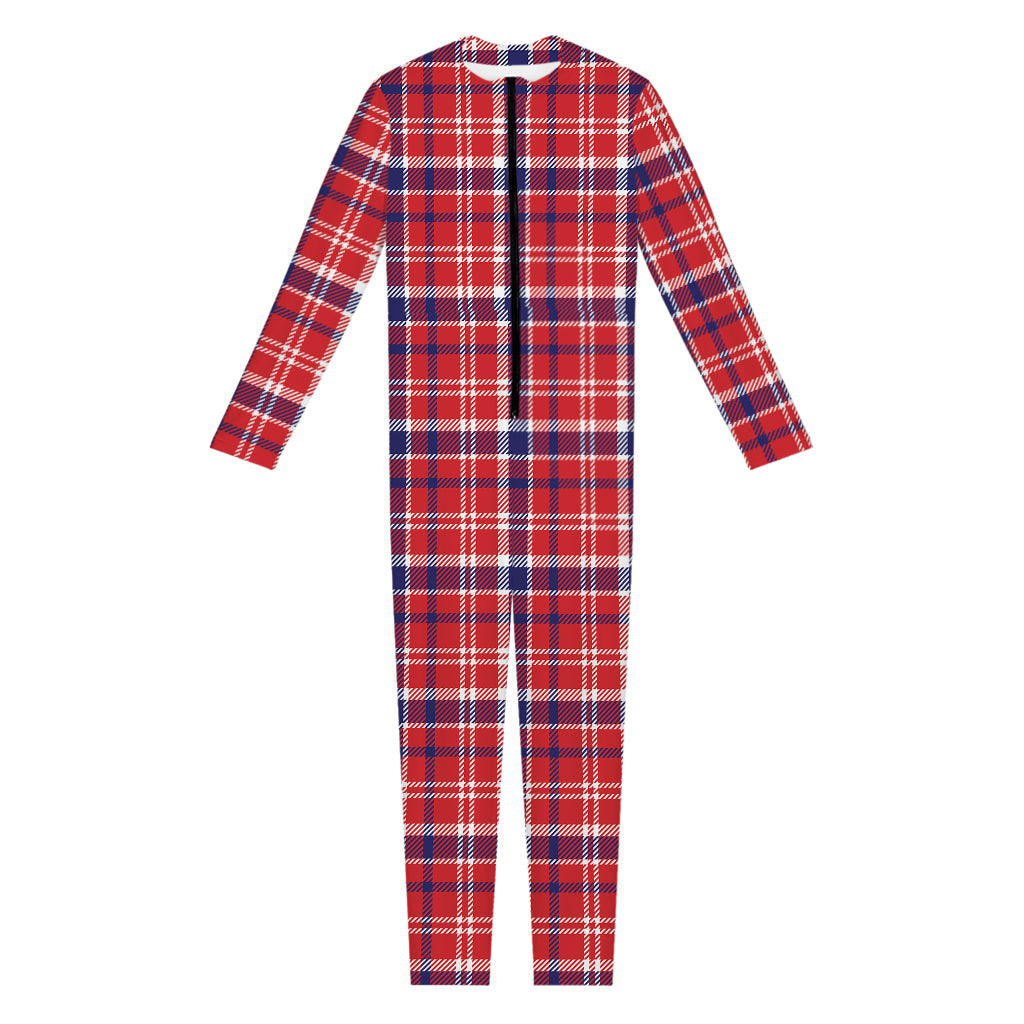 4th of July American Plaid Print Jumpsuit