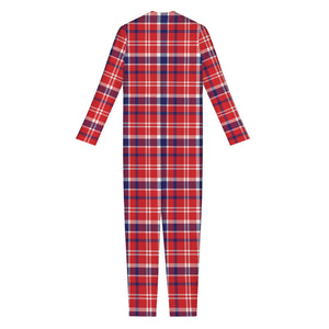 4th of July American Plaid Print Jumpsuit