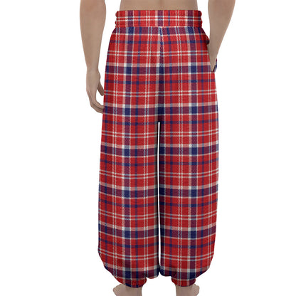 4th of July American Plaid Print Lantern Pants
