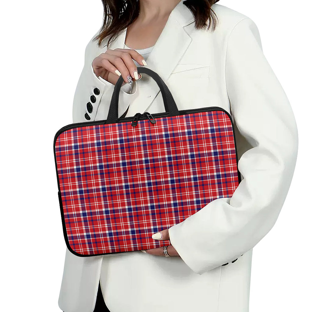 4th of July American Plaid Print Laptop Sleeve With Handle