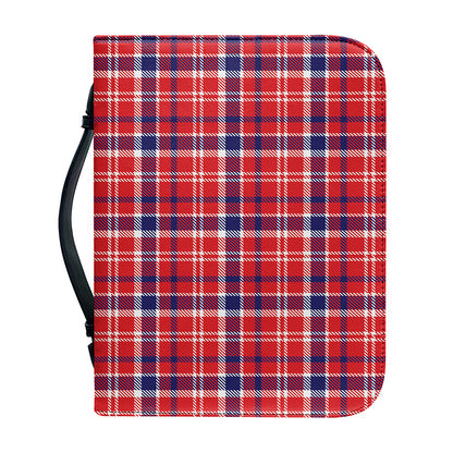 4th of July American Plaid Print Leather Bible Cover
