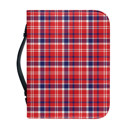 4th of July American Plaid Print Leather Bible Cover