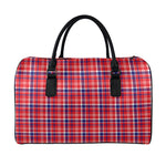 4th of July American Plaid Print Leather Duffle Bag