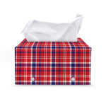 4th of July American Plaid Print Leather Tissue Box Cover