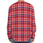 4th of July American Plaid Print Long Sleeve Baseball Jersey