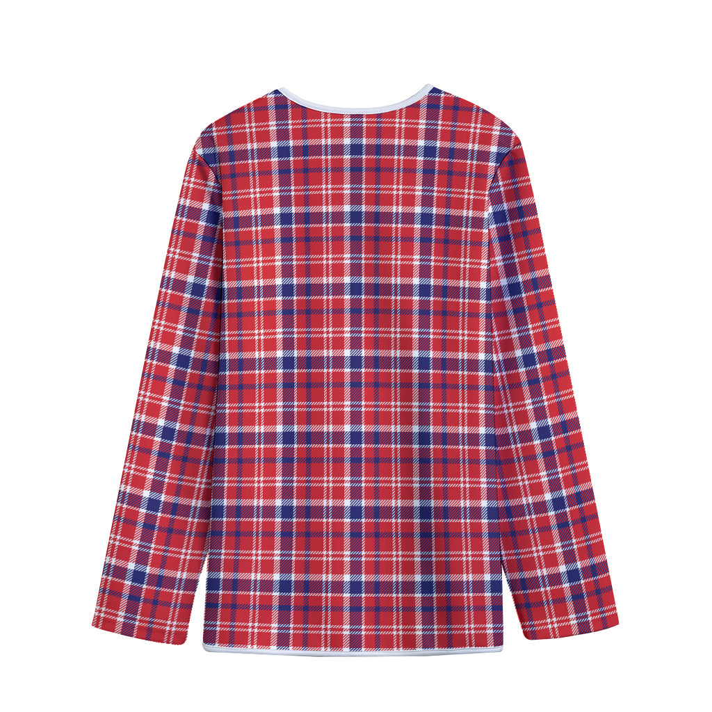 4th of July American Plaid Print Long Sleeve Short Coat