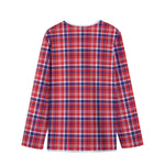 4th of July American Plaid Print Long Sleeve Short Coat