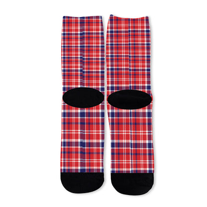 4th of July American Plaid Print Long Socks