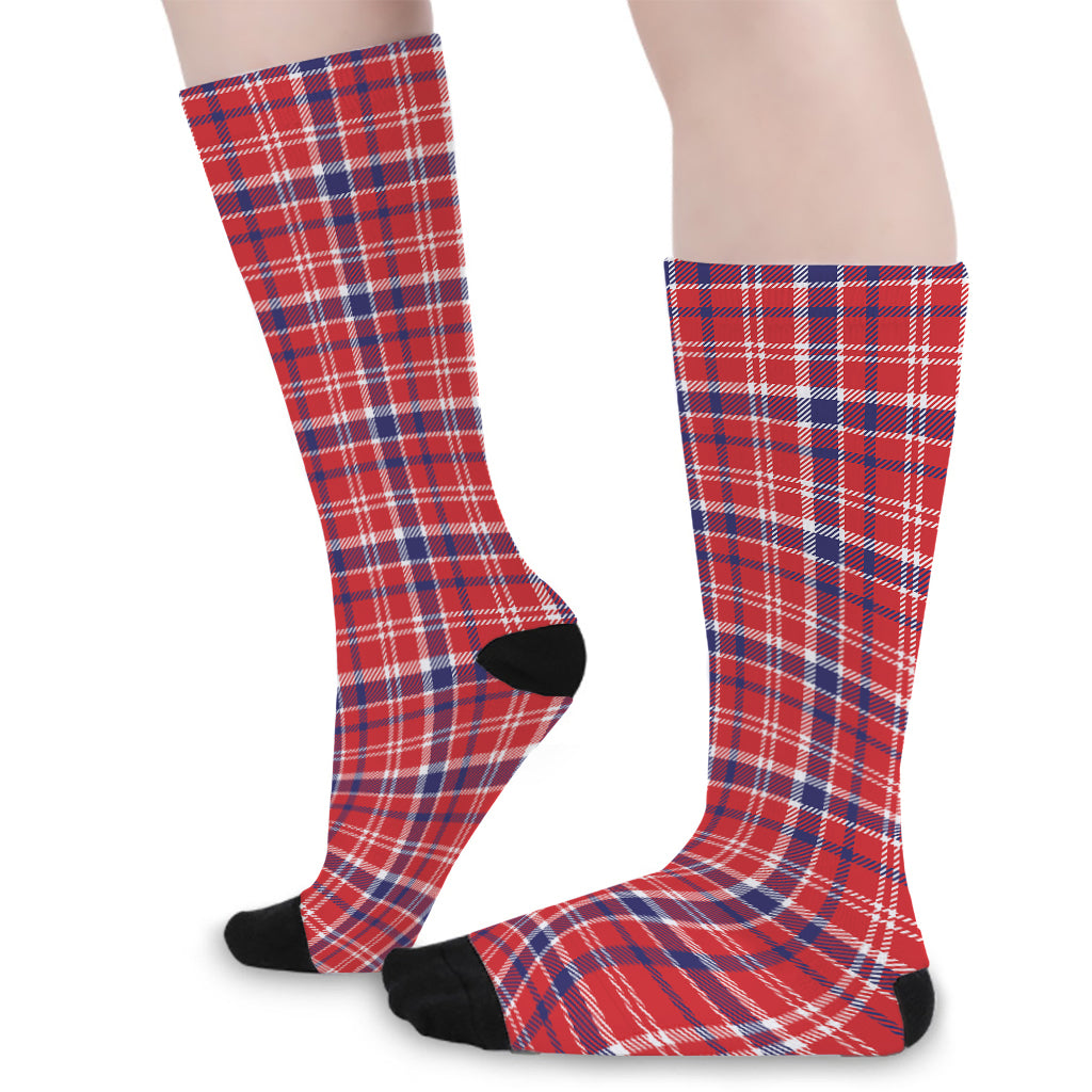 4th of July American Plaid Print Long Socks