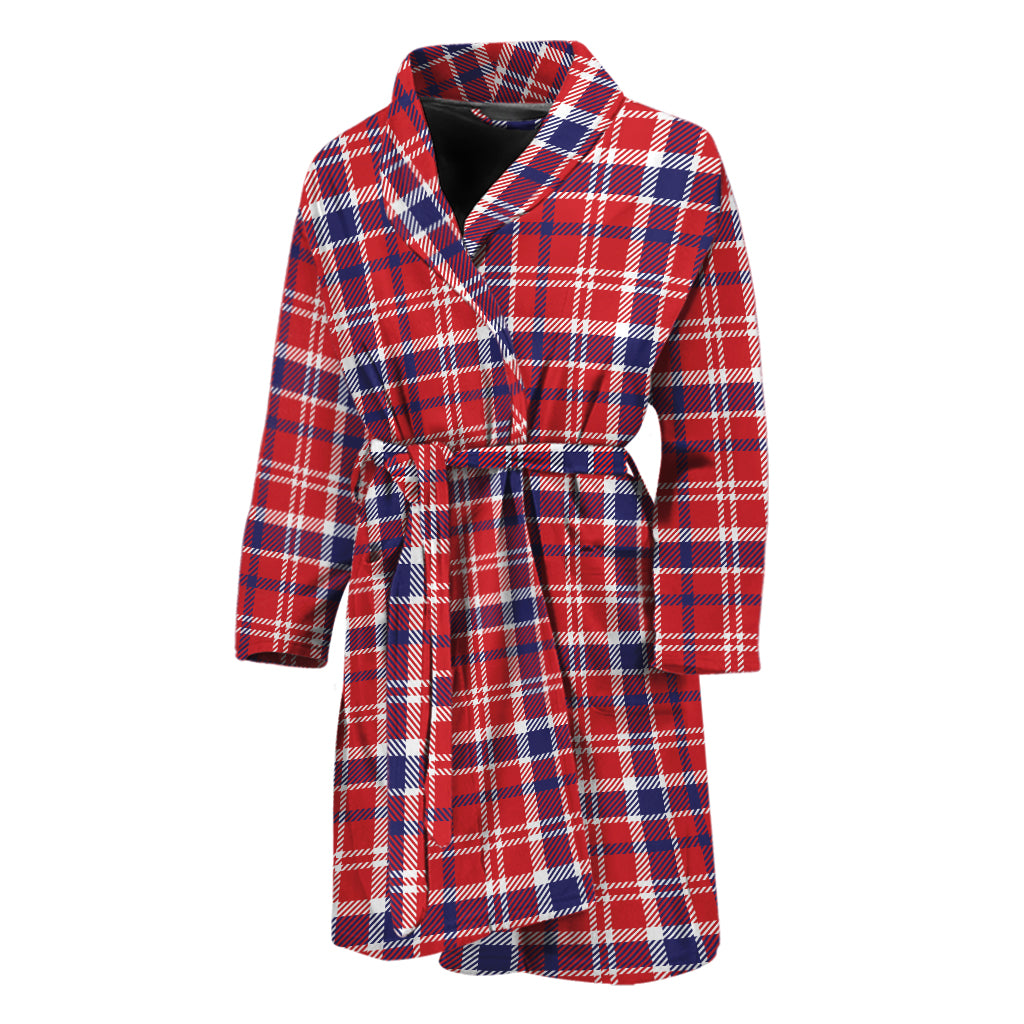 4th of July American Plaid Print Men's Bathrobe
