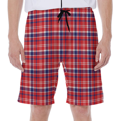 4th of July American Plaid Print Men's Beach Shorts