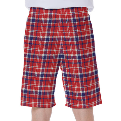 4th of July American Plaid Print Men's Beach Shorts