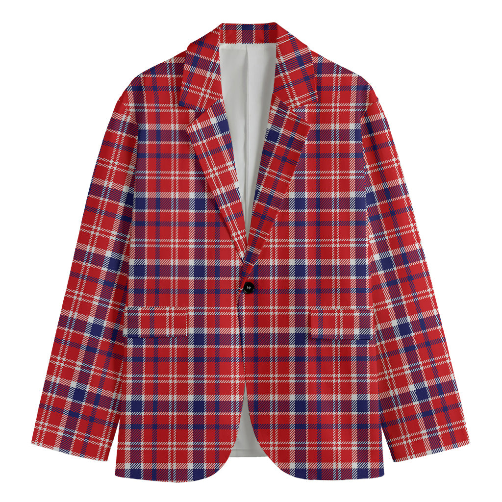 4th of July American Plaid Print Men's Blazer
