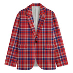 4th of July American Plaid Print Men's Blazer