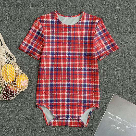 4th of July American Plaid Print Men's Bodysuit