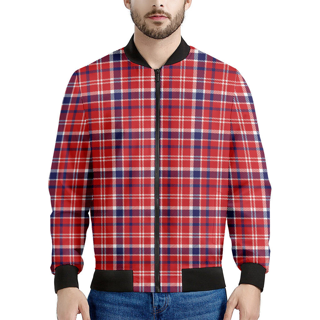 4th of July American Plaid Print Men's Bomber Jacket