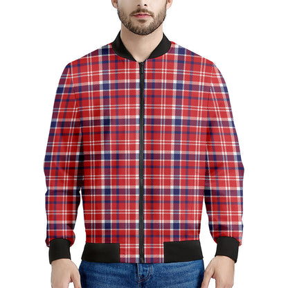 4th of July American Plaid Print Men's Bomber Jacket
