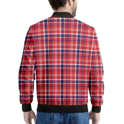 4th of July American Plaid Print Men's Bomber Jacket