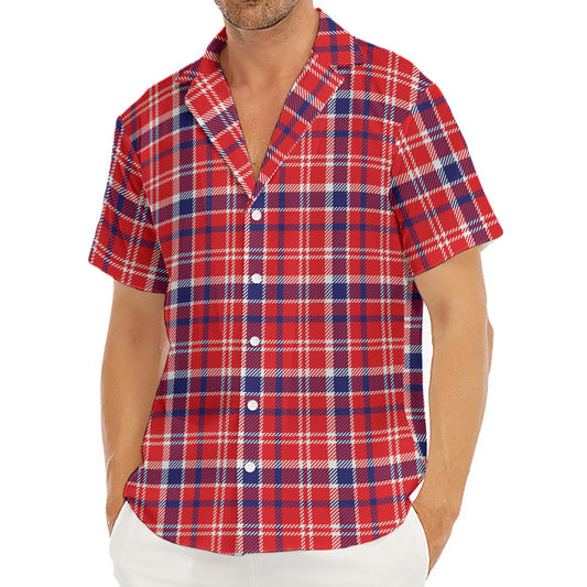 4th of July American Plaid Print Men's Deep V-Neck Shirt