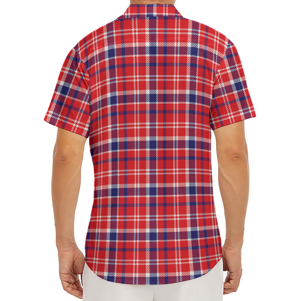 4th of July American Plaid Print Men's Deep V-Neck Shirt
