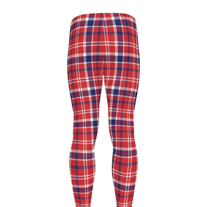 4th of July American Plaid Print Men's leggings