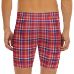 4th of July American Plaid Print Men's Long Boxer Briefs
