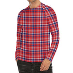 4th of July American Plaid Print Men's Long Sleeve Rash Guard