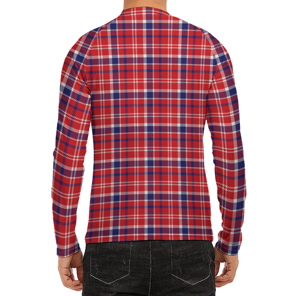 4th of July American Plaid Print Men's Long Sleeve Rash Guard