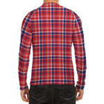 4th of July American Plaid Print Men's Long Sleeve Rash Guard