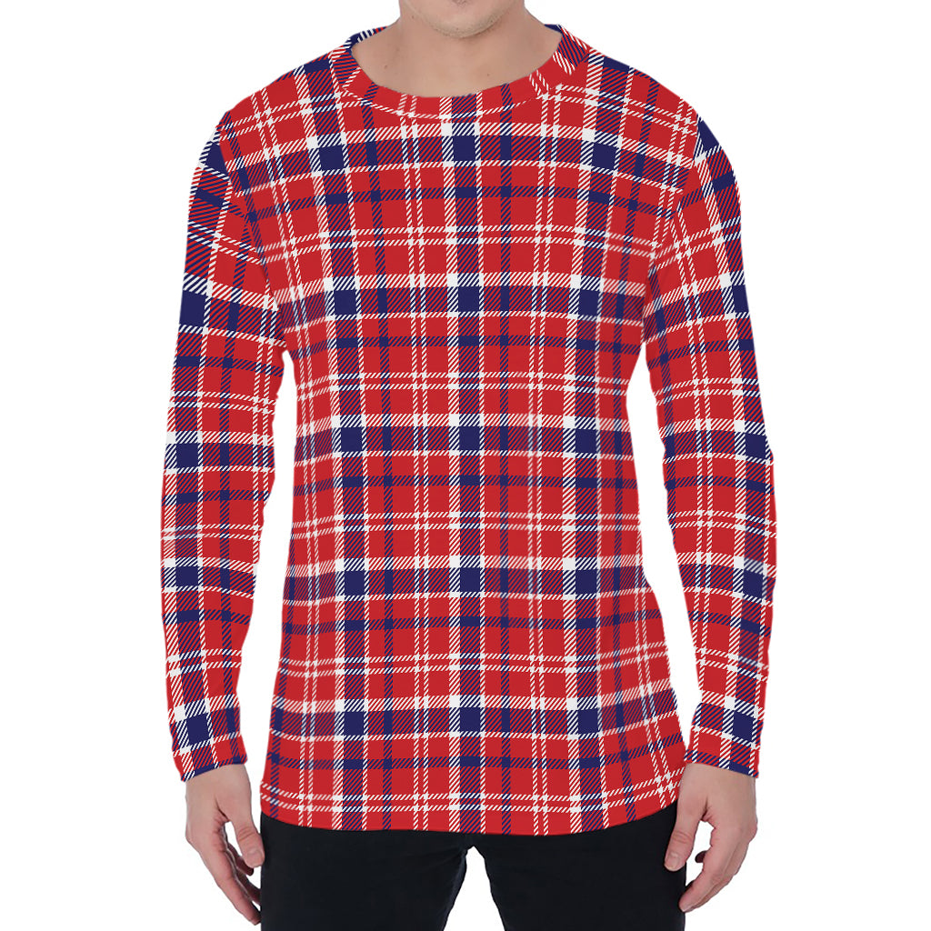 4th of July American Plaid Print Men's Long Sleeve T-Shirt