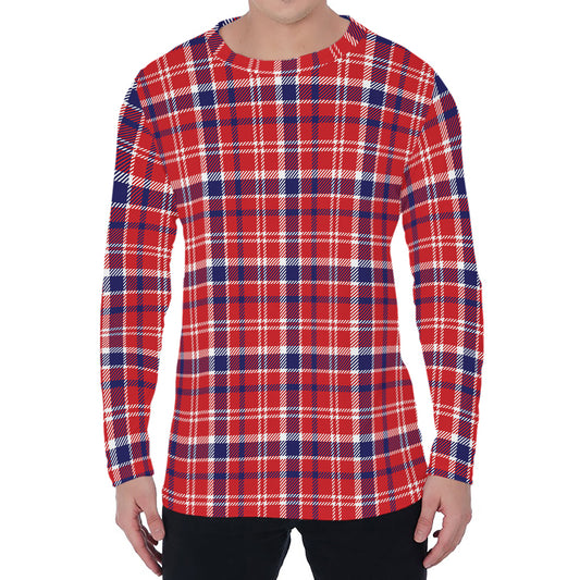 4th of July American Plaid Print Men's Long Sleeve T-Shirt