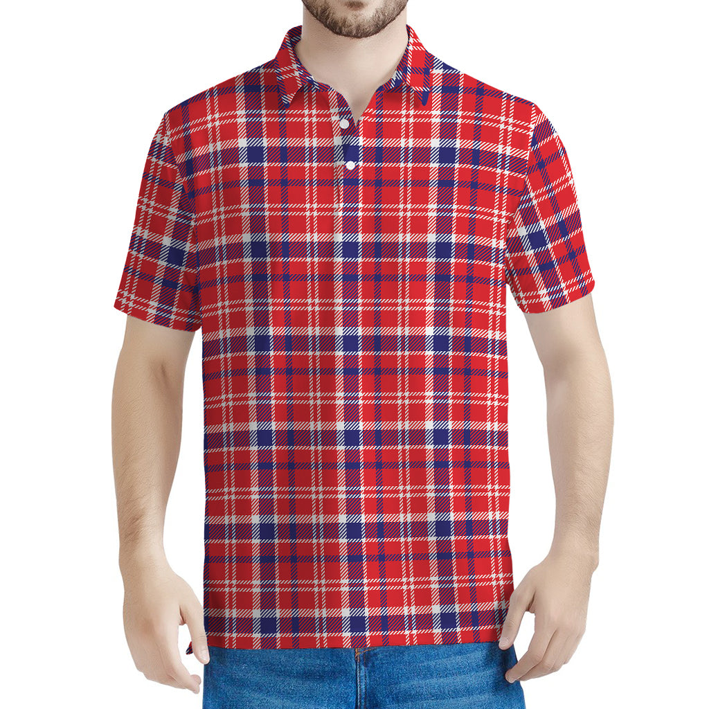 4th of July American Plaid Print Men's Polo Shirt