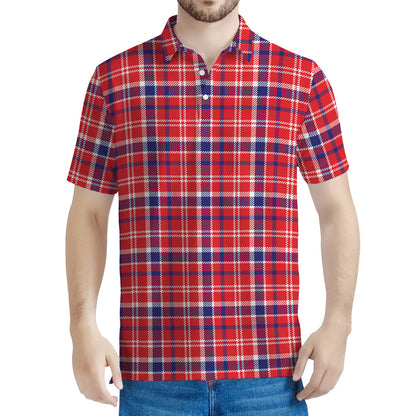 4th of July American Plaid Print Men's Polo Shirt